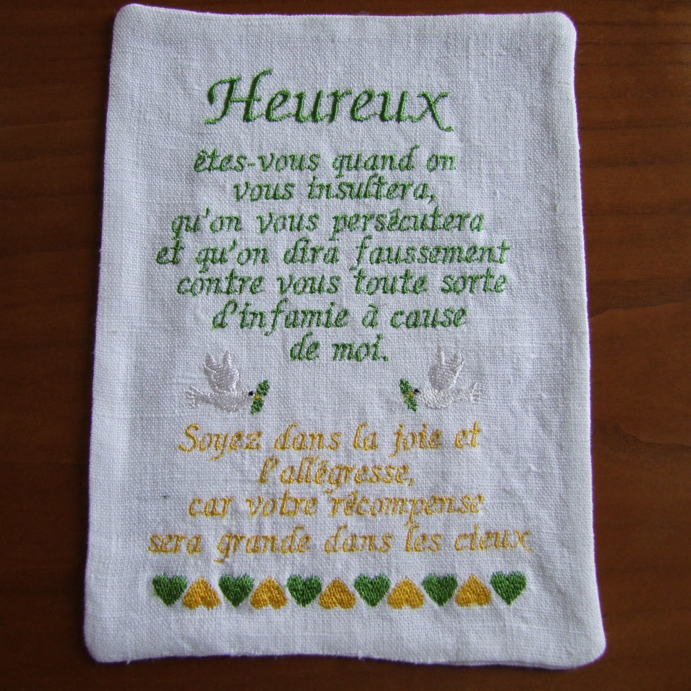 Béatitudes fiche brodée