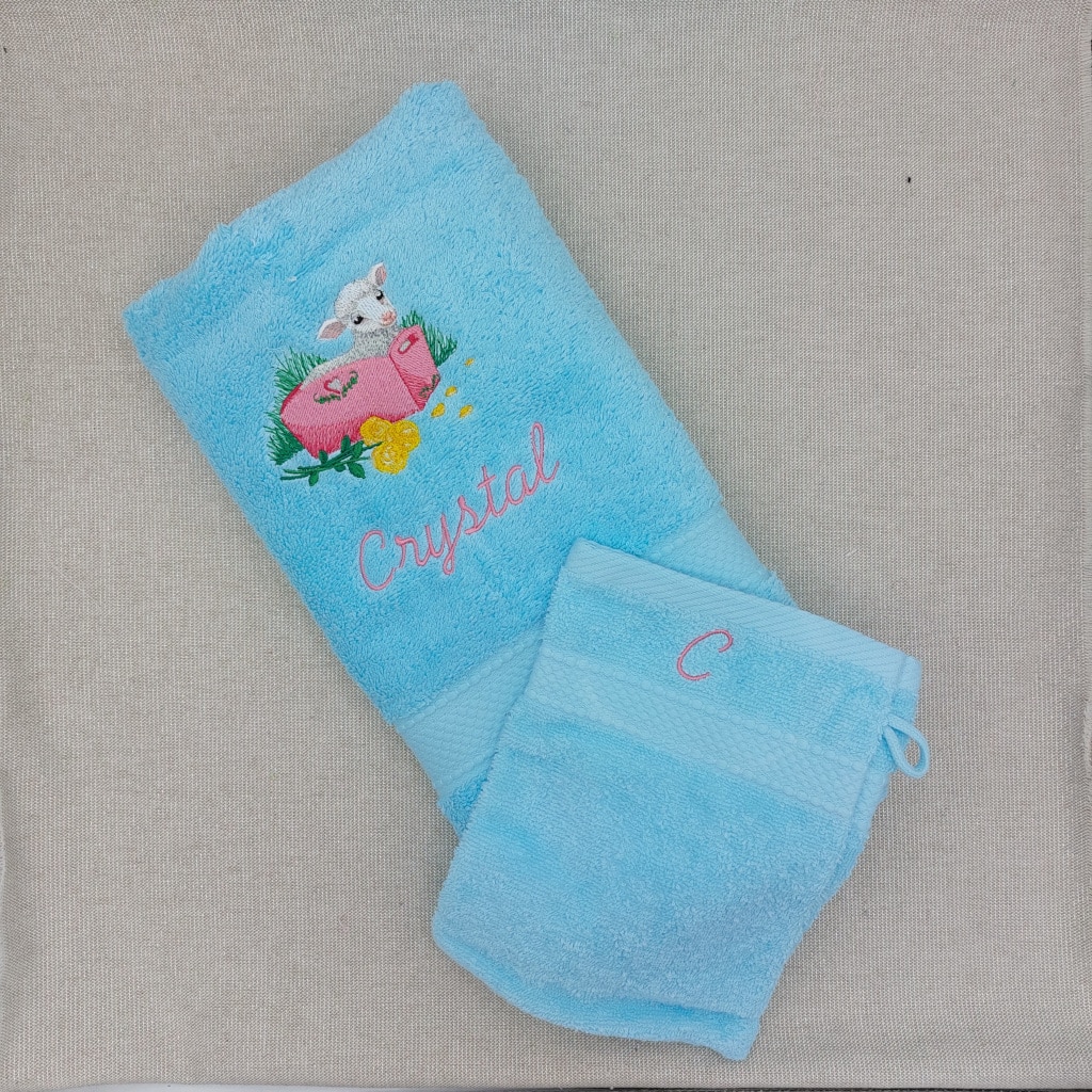 Serviette de toilette et gant assorti